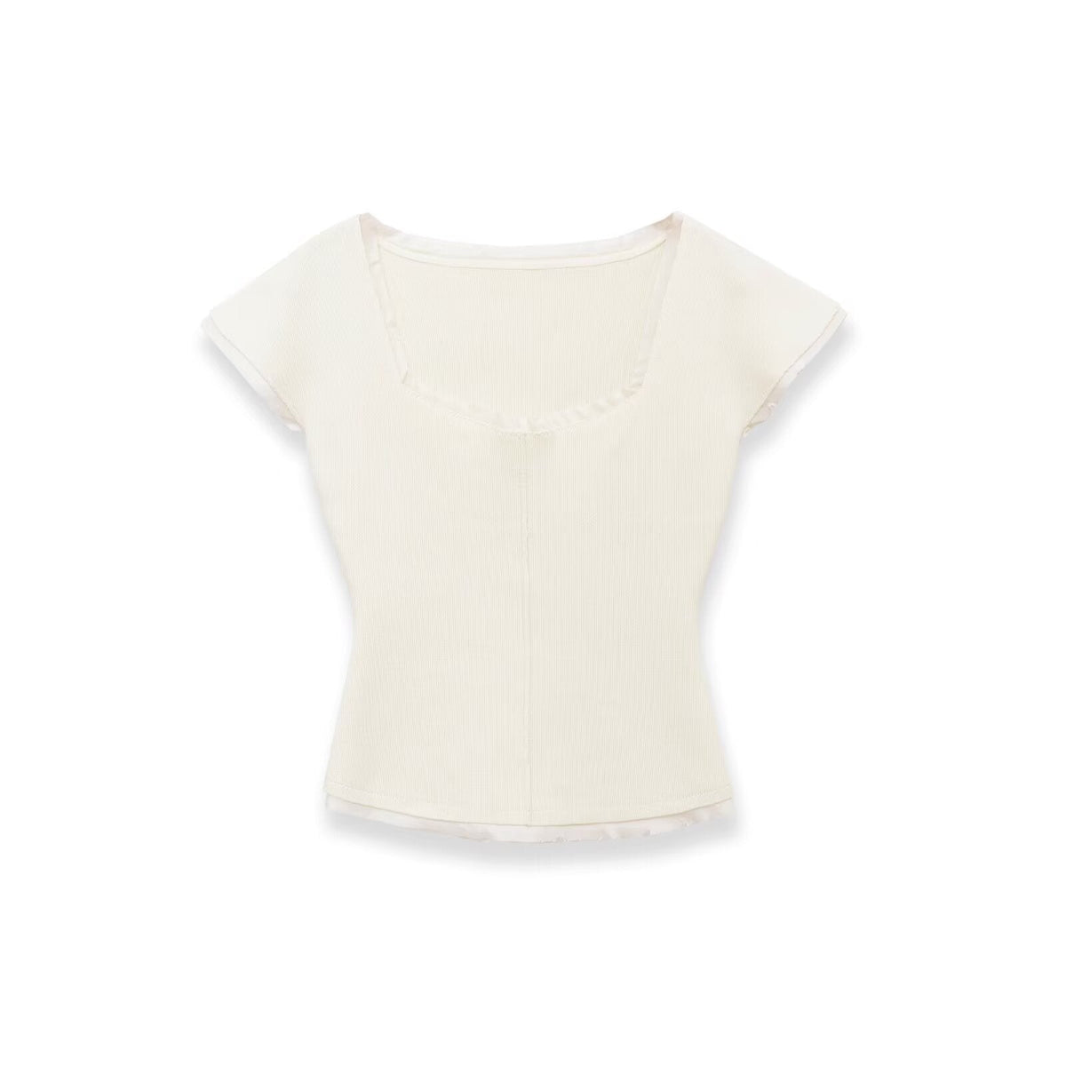 Damen figurbetontes kurzärmliges Shirt mit Rippstruktur R&B