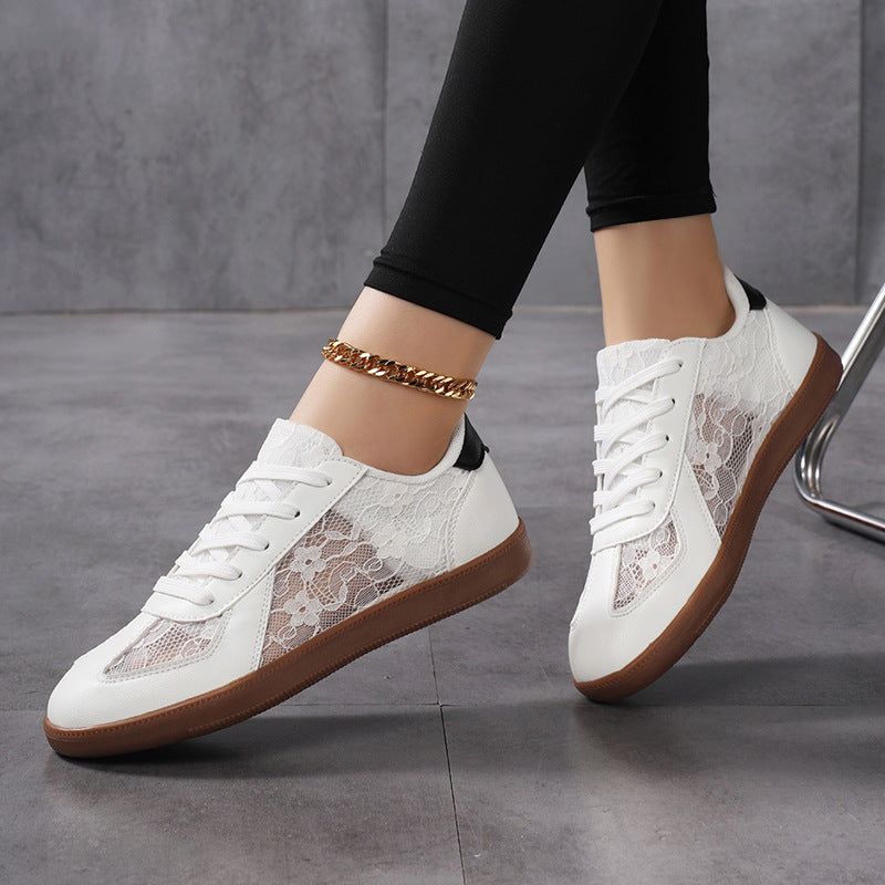 Damen Schnür-Sneaker mit hochwertiger Spitze und rutschfester Sohle