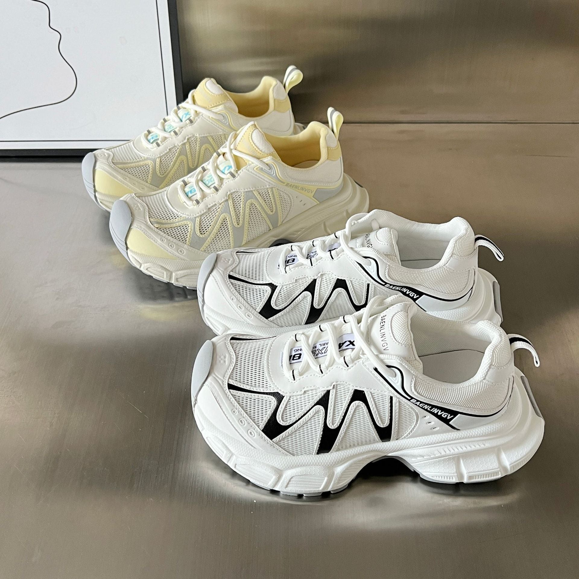 Damen Sportliche Sneakers mit atmungsaktivem Mesh und dämpfender Sohle R&B