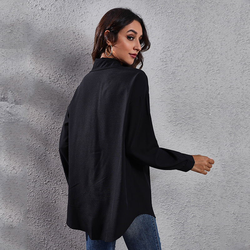 Damen Karierte Bluse mit asymmetrischem Schnitt und modischem Kragen R&B