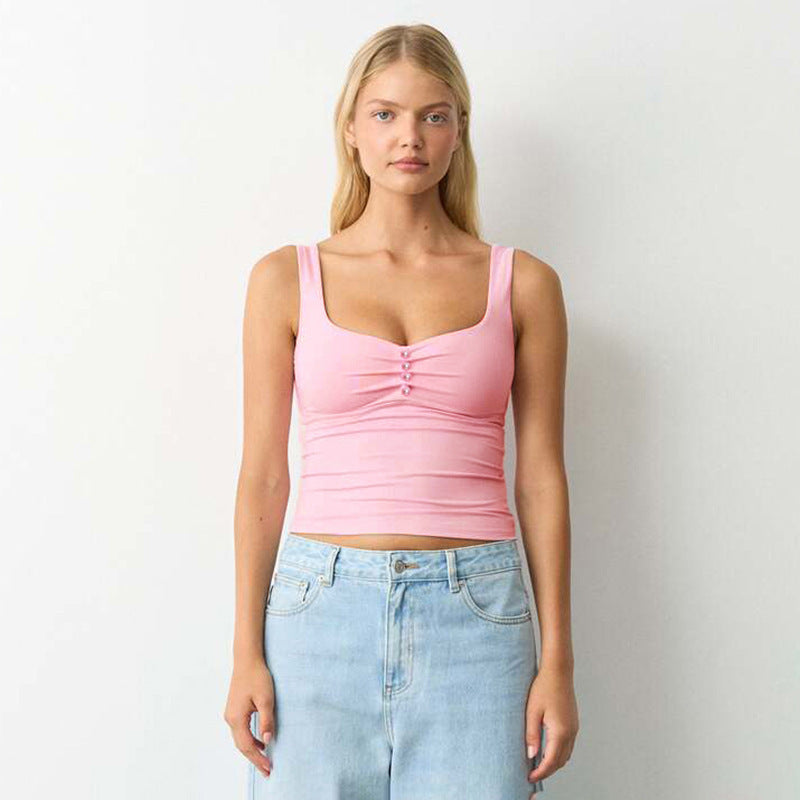 Damen modisches Bustier-Oberteil mit dekorativen Knopfdetails R&B