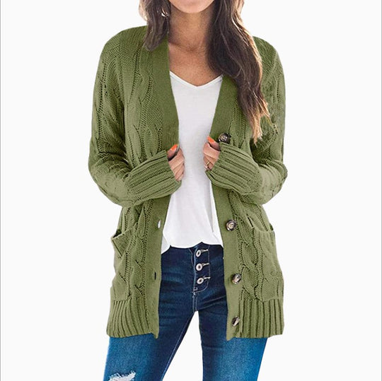 Damen Langarm-Strickjacke mit verspieltem Zopfmuster R&B