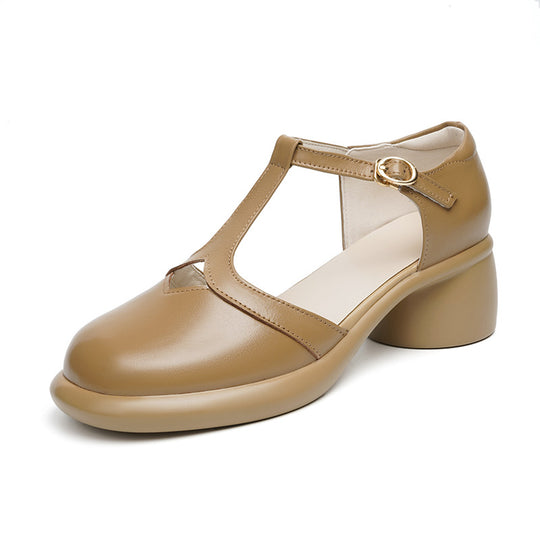 Damen Ballerinas mit verstellbarem Riemen und komfortablem Blockabsatz R&B