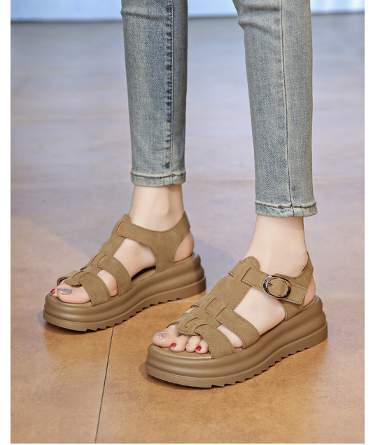 Damen Komfortable Keilsandalen mit modischem Riemendesign R&B