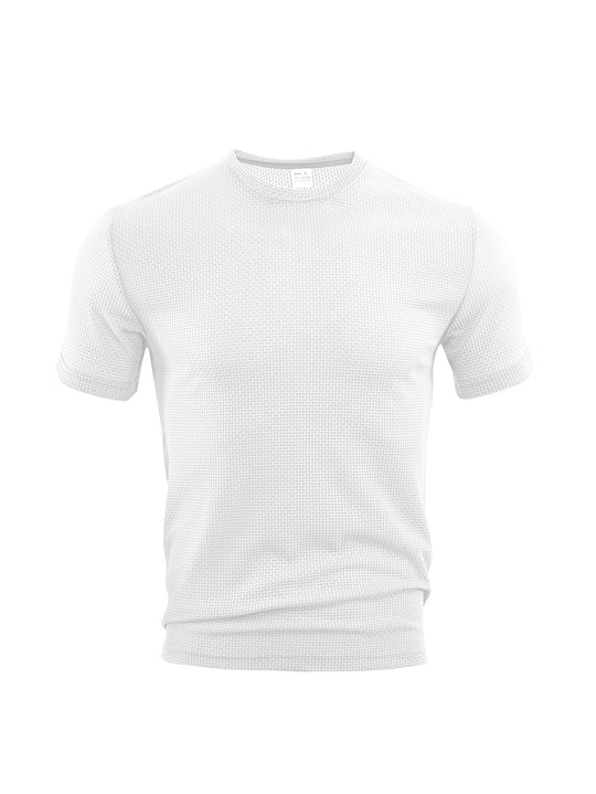 Herren nan Waffelstruktur-T-Shirt mit Rundhalsausschnitt und körpernaher Passform R&B