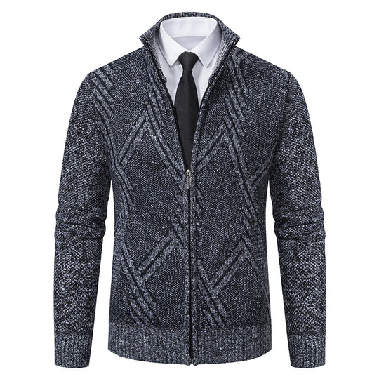 Herren Strickjacke mit modernem Zipper und strukturiertem Design R&B