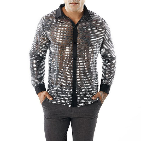 Herren Glänzendes Partshirt mit Strassmotiven R&B