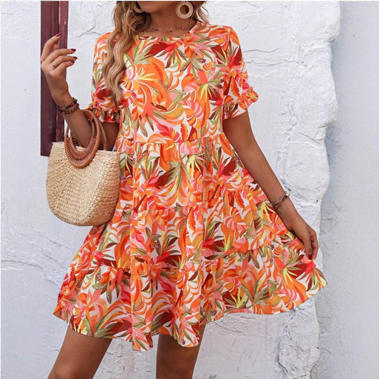Damen Sommerliches Freizeitkleid mit Rüschendetails und frischem Blumenmuster R&B