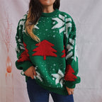 Damen Weihnachtspullover mit festlichem Motiv und voluminösen Ärmeln R&B