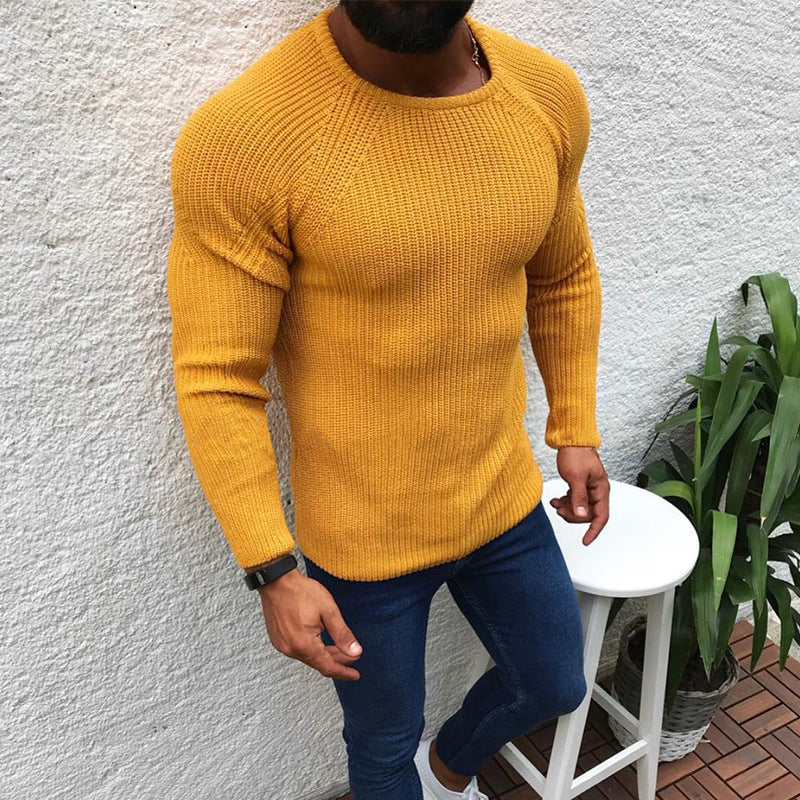 Herren Strickpullover mit strukturierter Oberfläche und Raglanärmeln R&B