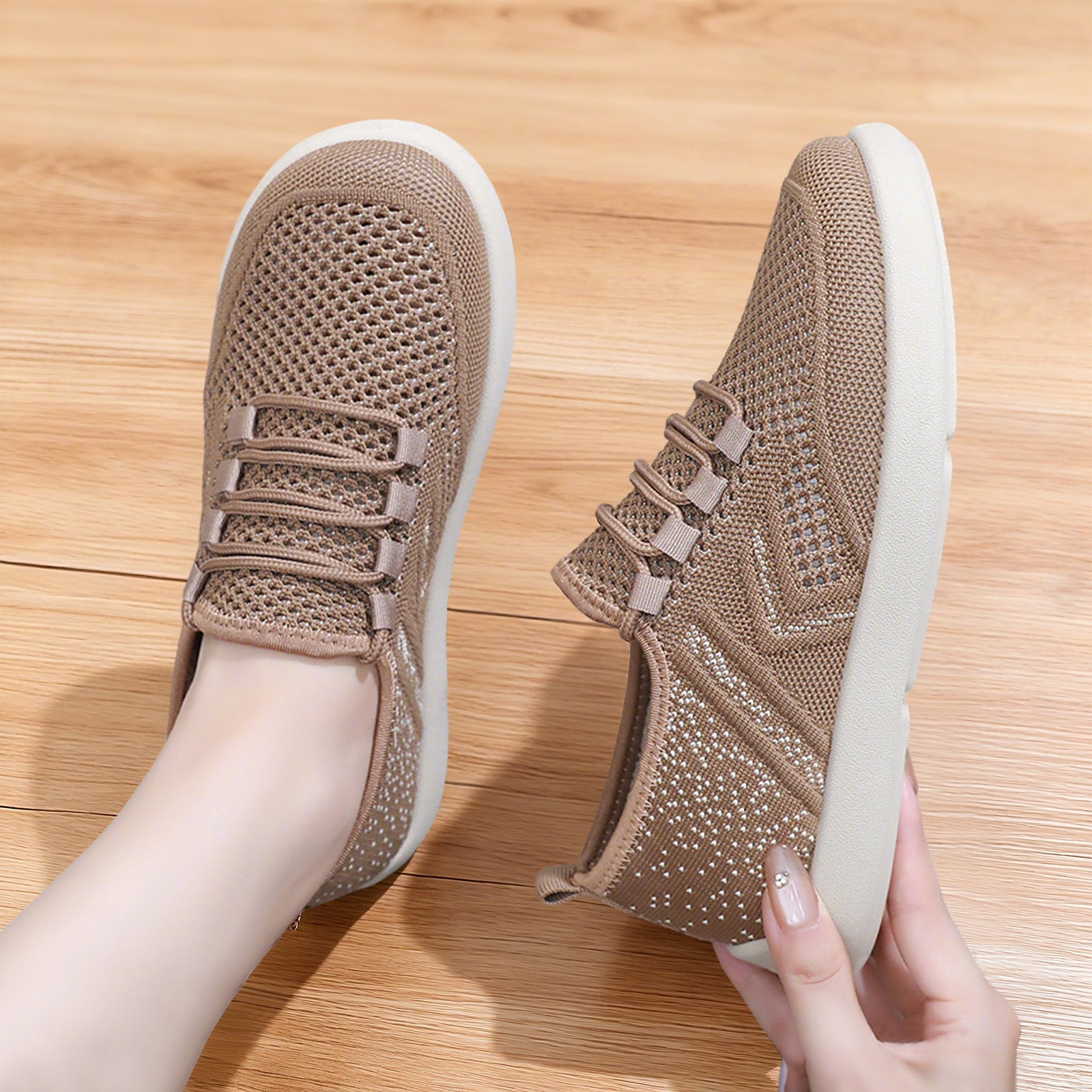Damen Atmungsaktive Sneaker mit elastischen Schnürsenkeln R&B
