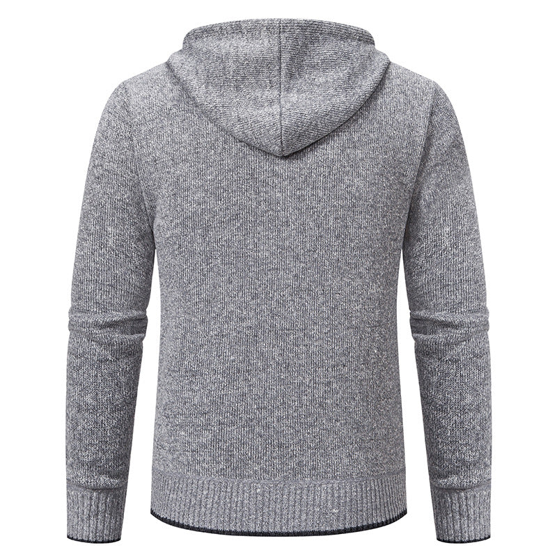 Herren Strickjacke mit Kapuze und weichem Innenfutter R&B