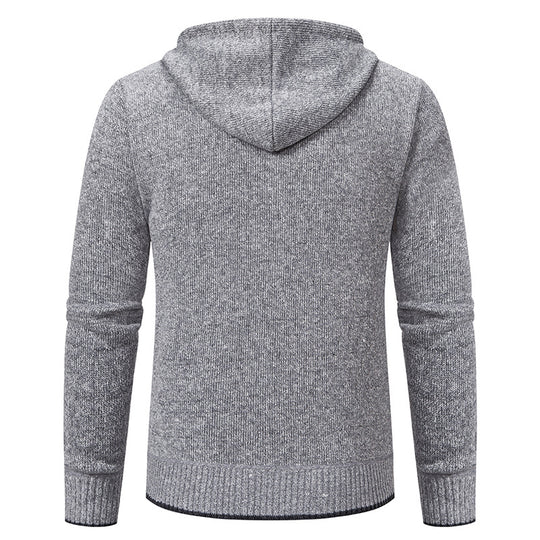 Herren Strickjacke mit Kapuze und weichem Innenfutter R&B