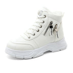 Damen High-Top Sneakers mit warmem Innenfutter und modischem Reißverschluss R&B