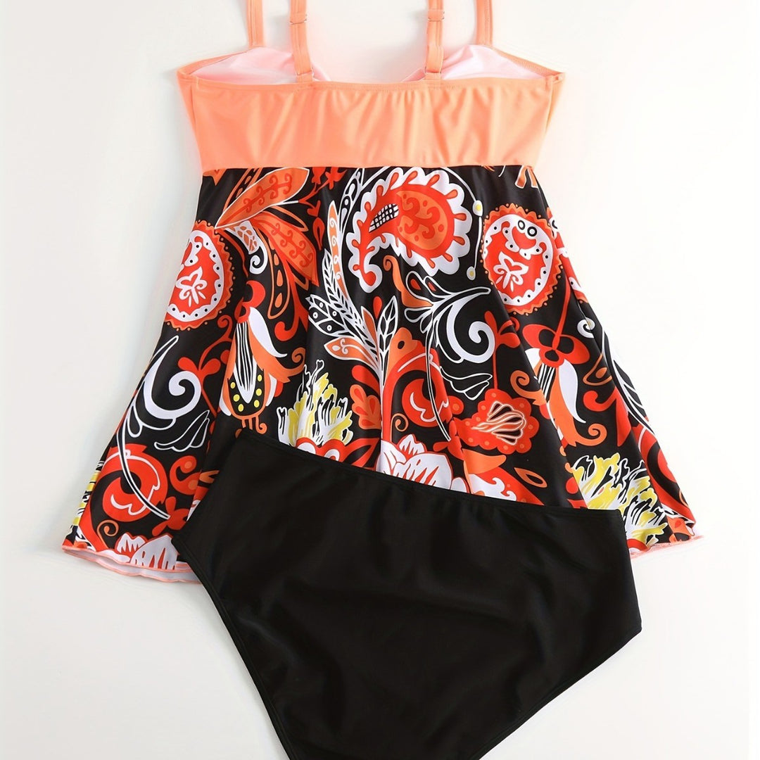 Damen Tankini Set mit verspieltem Druck und modischen Details R&B