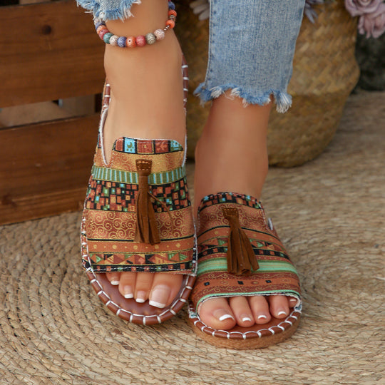 Damen Modische Clogs mit folkloristischem Muster R&B