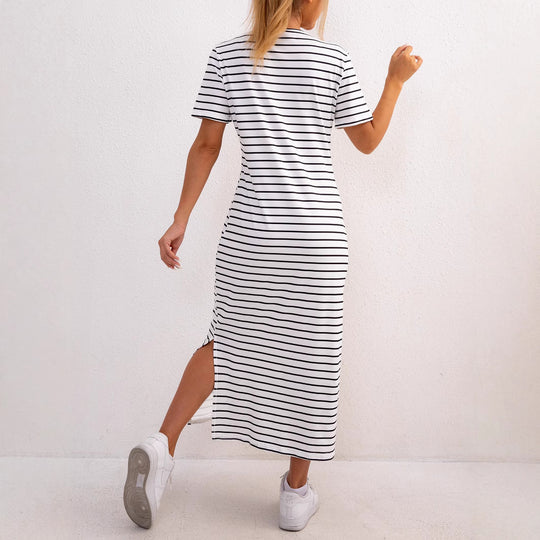 Damen gestreifte Midi-Kleid R&B