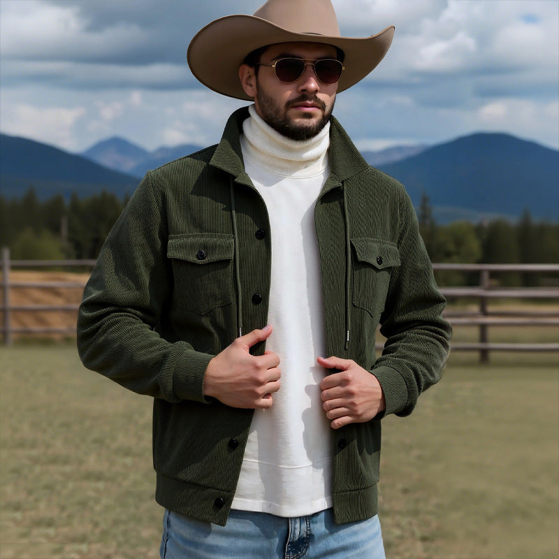 Herren Cordjacke mit verstellbarem Kordelzug und praktischen Brusttaschen R&B