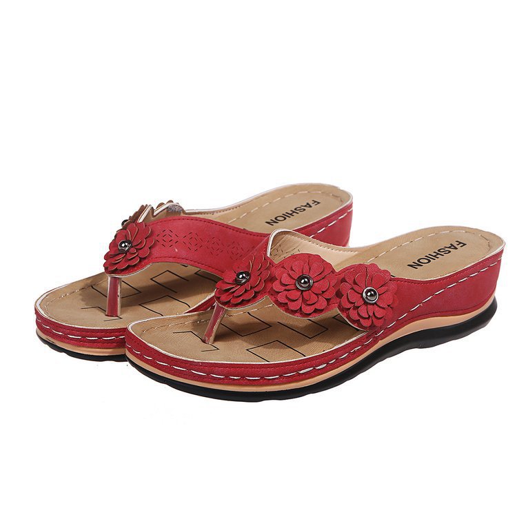 Damen Elegante Zehentrenner-Sandalen mit floralem Dekor R&B