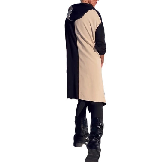 Damen nan weit geschnittener Kapuzenponcho mit asymmetrischem Zipfelsaum und großflächigem Statement-Print R&B