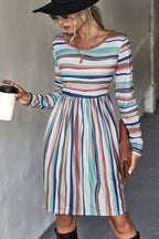 Damen Freizeitkleid mit schickem Streifenmuster und taillierter Passform R&B