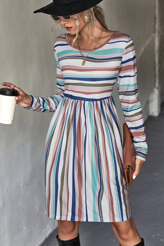 Damen Freizeitkleid mit schickem Streifenmuster und taillierter Passform R&B