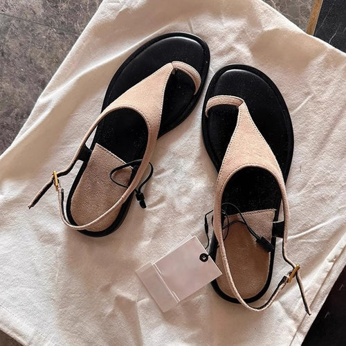 Damen Modische Zehentrenner-Sandalen mit elegantem Riemendesign und bequemem Fußbett R&B