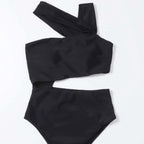 Damen Hochgezogener Badeanzug mit asymmetrischem Oberteil R&B