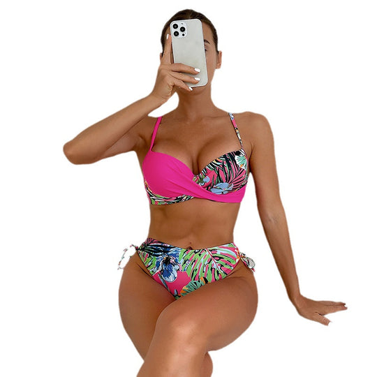 Damen Bikini-Set mit trendigem Animal-Print und elastischen Side-Ties R&B