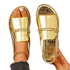 Damen Stilvolle Riemensandalen mit dekorativen Kettenakzenten R&B