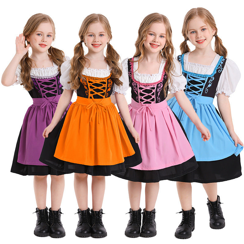 Damen nan trachtiges Dirndlkleid mit geschnürtem Mieder, Puffärmeln und abnehmbarer Schürze R&B