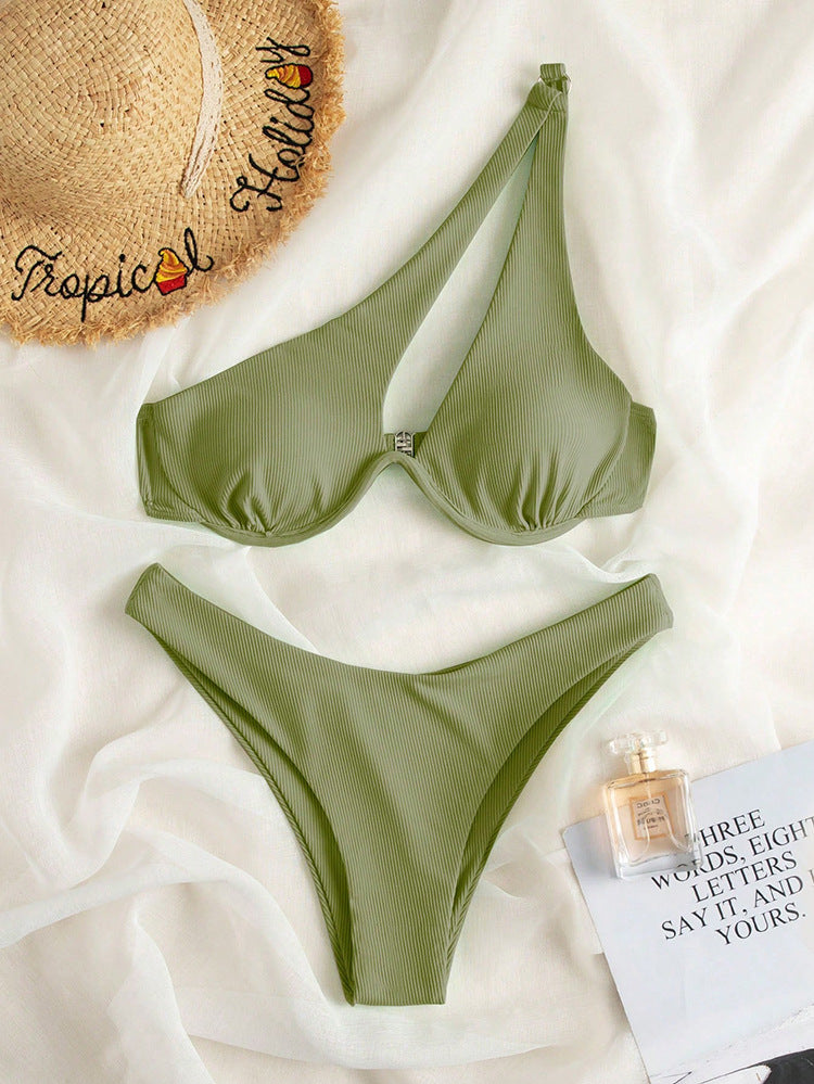 Damen Triangel-Bikini mit asymmetrischem Schnitt und gepolstertem Oberteil R&B