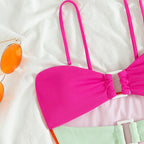 Damen Bikini-Set mit modischen Cut-Outs und buntem Schnitt R&B