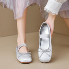 Damen Ballerinas mit elegantem Schnallenverschluss und zartem Schleifendetail