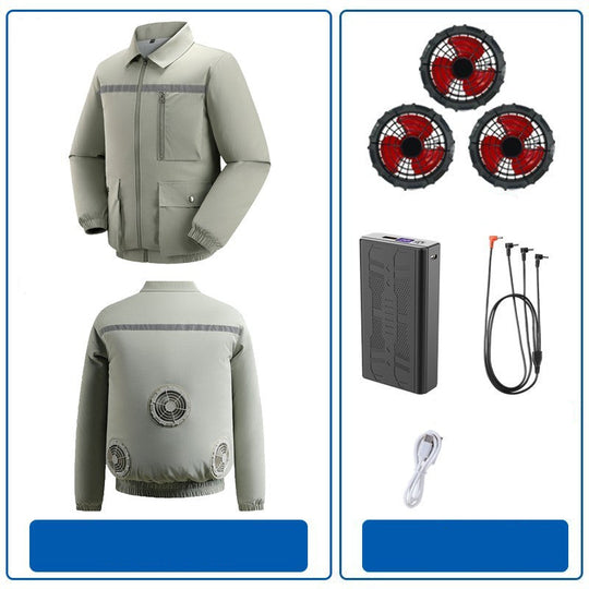 Herren nan belüftete Arbeitsjacke mit integrierten Lüftern, USB-Stromanschluss und reflektierenden Einsätzen R&B