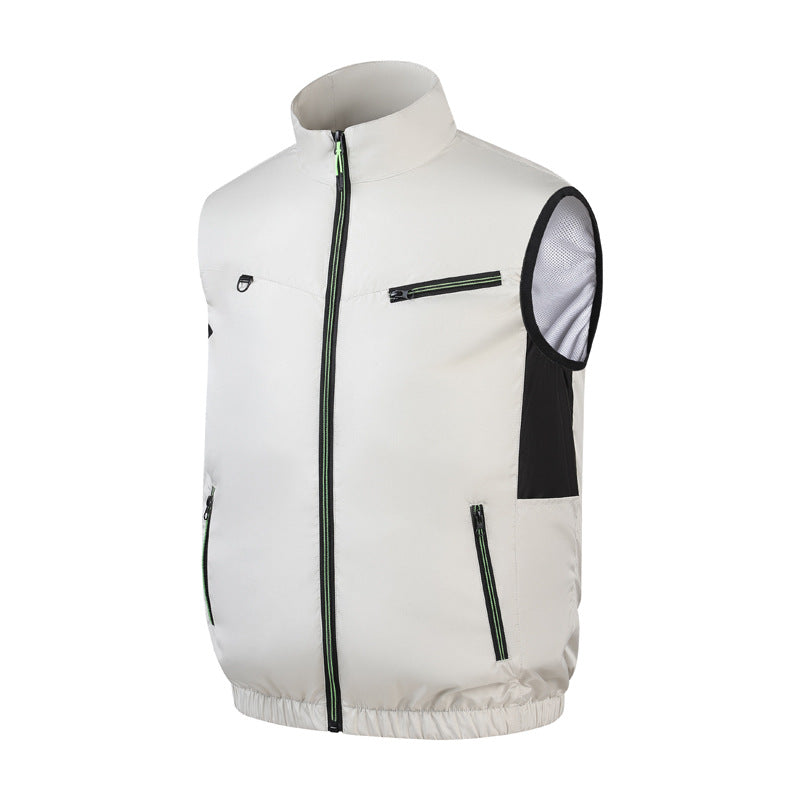 Herren nan leichte atmungsaktive Arbeitsschutzweste mit Mesh-Einsätzen und Reißverschlusstaschen R&B