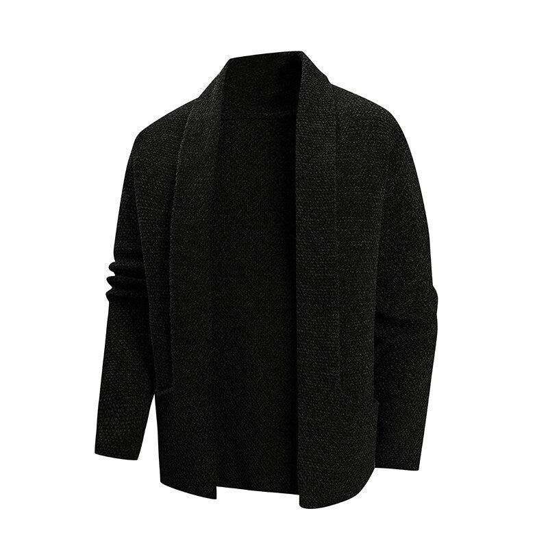 Damen lässige Strickjacke mit offenem Kragen und modernen Details R&B