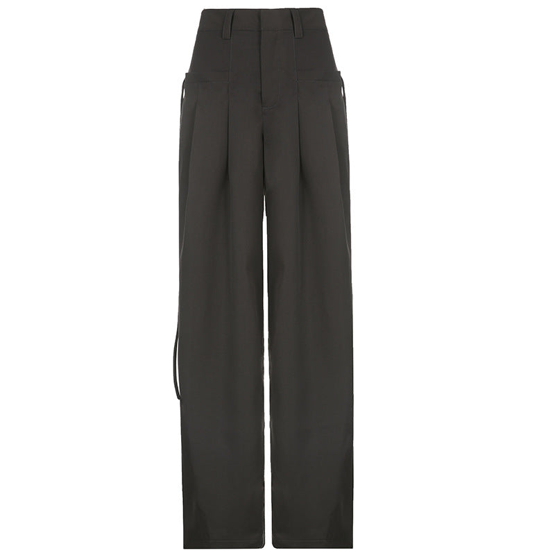 Damen weite Palazzo-Hose mit eleganten Falten und hohem Taillenbund R&B