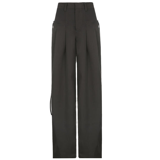Damen weite Palazzo-Hose mit eleganten Falten und hohem Taillenbund R&B