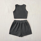 Damen Sportliches Zweiteiler Set mit Top und Shorts R&B