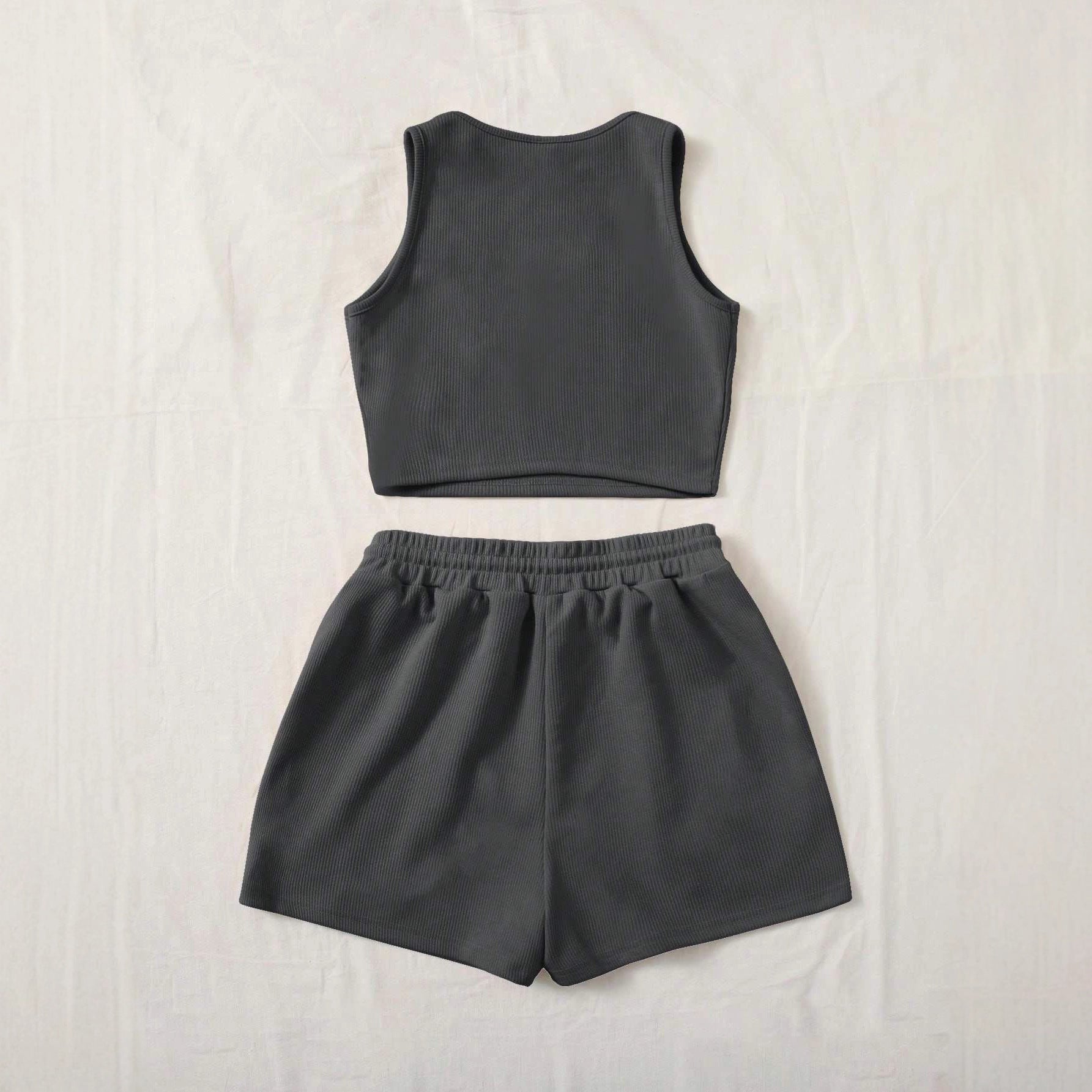 Damen Sportliches Zweiteiler Set mit Top und Shorts R&B