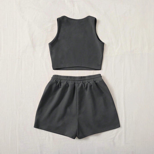 Damen Sportliches Zweiteiler Set mit Top und Shorts R&B