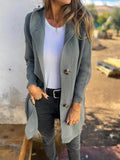 Damen Lange Strickjacke mit hochwertiger Rippstruktur und eleganten Knöpfen