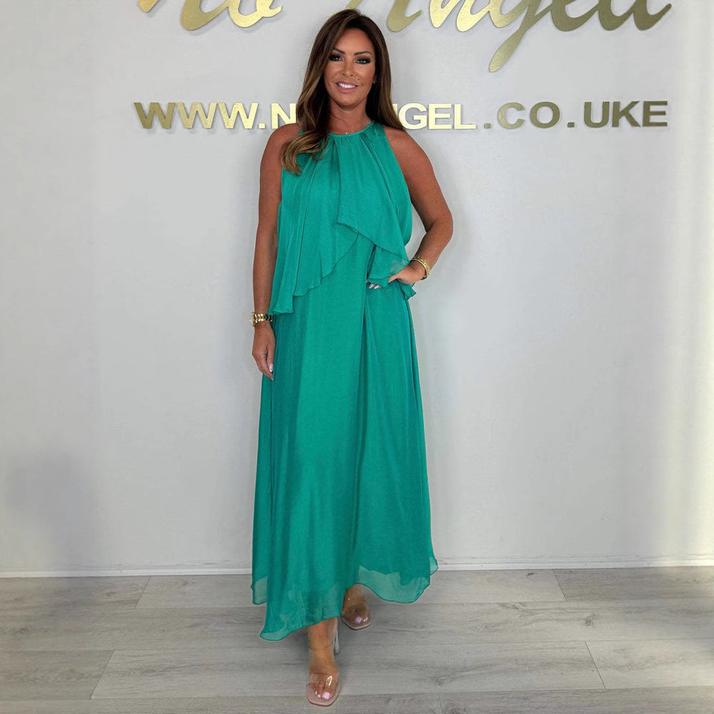 Damen Maxikleid mit fließendem Schnitt und eleganter Drapierung R&B