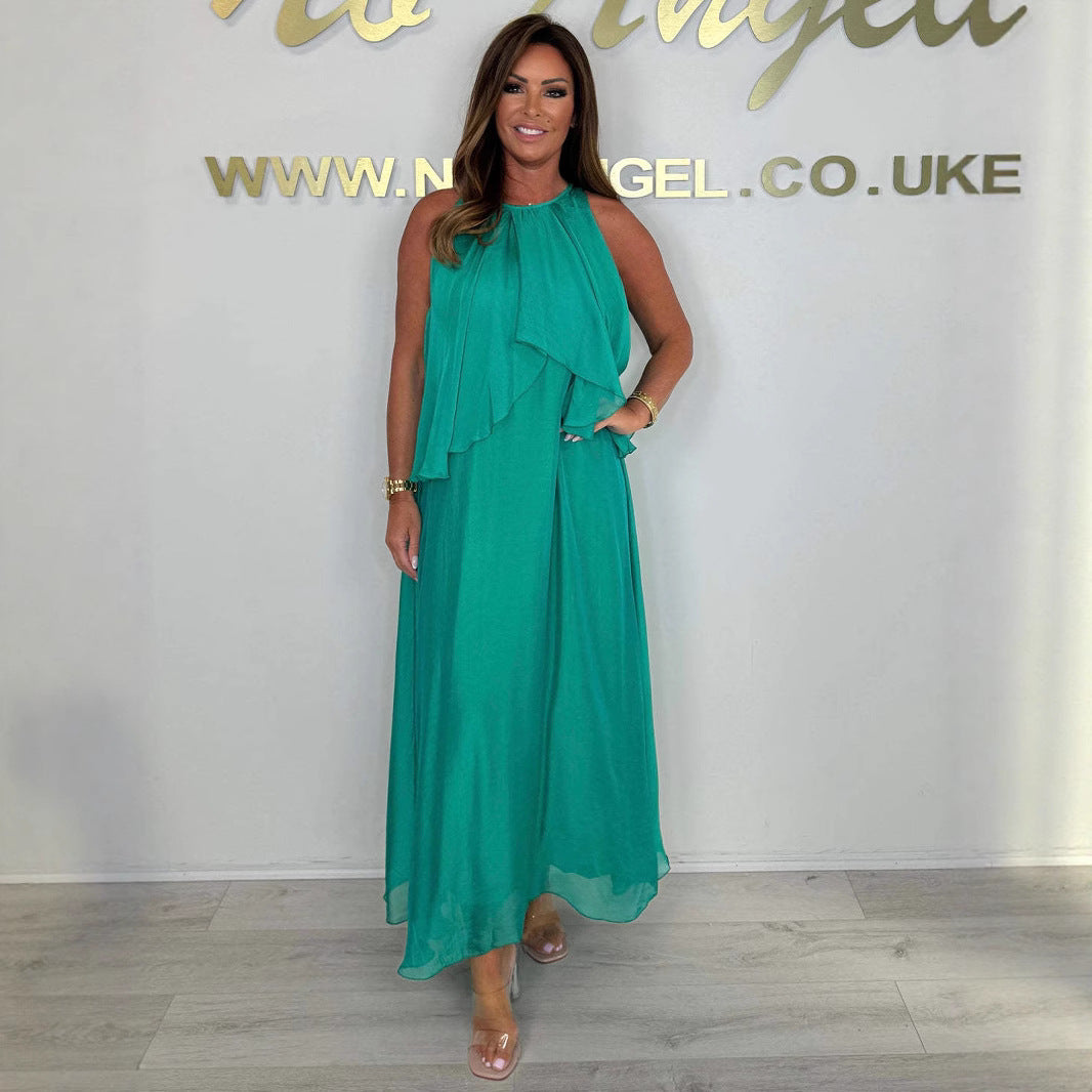 Damen Maxikleid mit fließendem Schnitt und eleganter Drapierung R&B