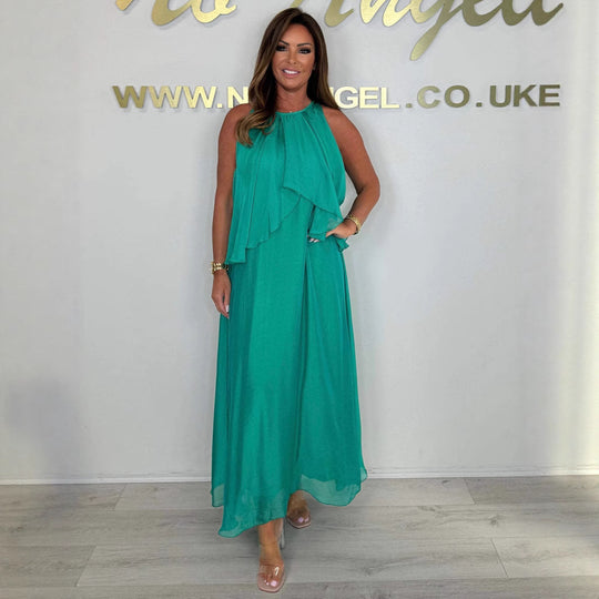 Damen Maxikleid mit fließendem Schnitt und eleganter Drapierung R&B