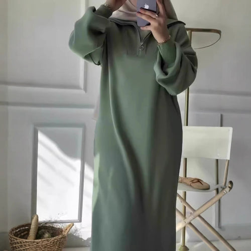 Damen Kapuzenkleid mit Reißverschluss und lässigem Schnitt R&B