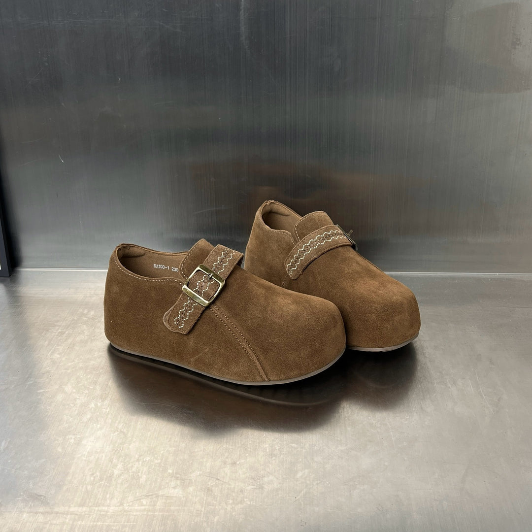 Damen Clogs aus hochwertigem Wildleder mit dekorativem Schnallenverschluss R&B