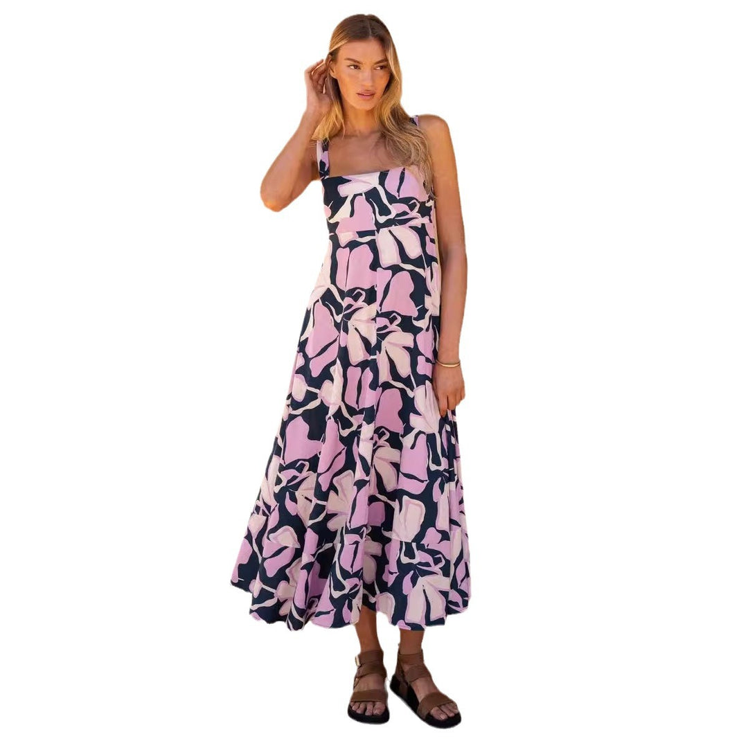 Damen Maxikleid mit lebhaftem floralem Design und schwingendem Rock R&B