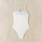 Damen eleganter Einteiler Badeanzug mit Raffungen